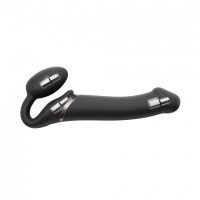 Безремінний страпон з вібрацією Strap-On-Me Vibrating Black M, діаметр 3,3см, пульт ДК, регульований