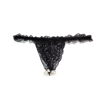 Набір Intt BRAZILIAN PANTY BLACK: трусики на зав’язках S-XL з перлинним кільцем + полунична змазка