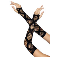 Leg Avenue Faux wrap net arm warmers Black