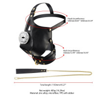 Маска-доспехи для орального секса с поводком LOCKINK SEVANDA Blowjob Head Muzzle with Leash