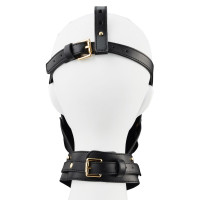 Маска-доспехи для орального секса с поводком LOCKINK SEVANDA Blowjob Head Muzzle with Leash