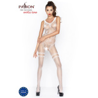 Бодістокінг Passion BS045 white, комбінезон, імітація панчох і боді