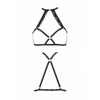 Портупея зі стреп з мереживом LORRY BRA black L/XL - Passion Exclusive