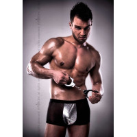 Чоловічі шорти з блискучим гульфіком Passion 002 SHORT black XXL/XXXL