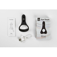Подвійне ерекційне кільце Fun Town Rise Black, керування зі смартфона