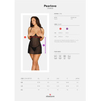 Пеньюар Obsessive Pearlove chemise & thong black S/M