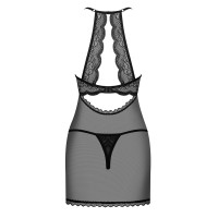 Пеньюар Obsessive Pearlove chemise & thong black S/M