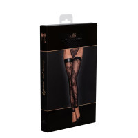 Панчохи Noir Handmade F243 Tulle stockings with patterned flock embroidery - L
