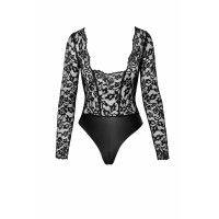 Боді Noir Handmade F296 Psyche bodysuit of lace and wetlook - XXL