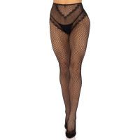 Панчохи Leg Avenue Crotchless Net Tights with Heart Backseam Black One Size
