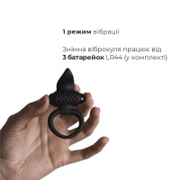 Эрекционное виброкольцо Adrien Lastic Lingus Black с язычком и щеточкой для стимуляции клитора.