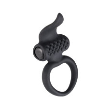 Эрекционное виброкольцо Adrien Lastic Lingus Black с язычком и щеточкой для стимуляции клитора.