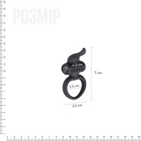Эрекционное виброкольцо Adrien Lastic Lingus Black с язычком и щеточкой для стимуляции клитора.