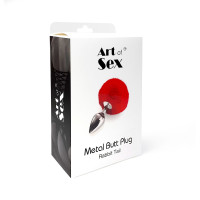 Металевий анальний хвостик М Art of Sex - Metal Butt plug Rabbit Tail, Чорний
