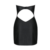 Мини платье из экокожи CELINE CHEMISE black 4XL/5XL — Passion: шнуровка, трусики в комплекте