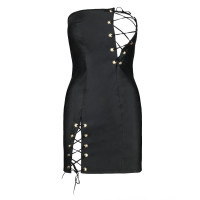 Мини платье из экокожи CELINE CHEMISE black 6XL/7XL — Passion: шнуровка, трусики в комплекте