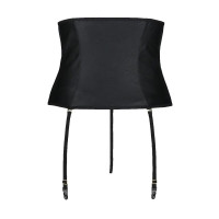 Пояс-корсет из экокожи CELINE SET black 6XL/7XL — Passion: шнуровка, съемные пажи для чулок, стринги