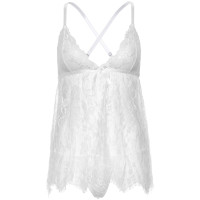 Пеньюар Leg Avenue Floral lace babydoll & string White S