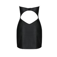 Мини платье из экокожи Celine Chemise black L/XL — Passion: шнуровка, трусики в комплекте