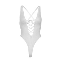 Leg Avenue Floral lace thong teddy OS White