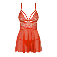 (SALE) Бебі-дол Obsessive 838-BAB-3 babydoll & thong red S/M