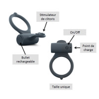 Эрекционное кольцо Dorcel Power Clit Plus с вибрацией, перезаряжается, с язычком и щеточкой