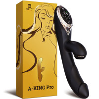 Вакуумний вібратор-кролик KisToy A-King Pro Black, з LED-екраном та підігрівом