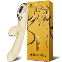 Вакуумний вібратор-кролик KisToy A-King Pro Yellow, з LED-екраном та підігрівом