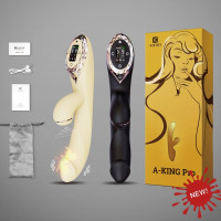 Вакуумний вібратор-кролик KisToy A-King Pro Yellow, з LED-екраном та підігрівом