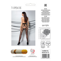 Колготки с открытым доступом, двойная контрастная резинка TIOPEN 015 black 3/4 (20 den) — Passion