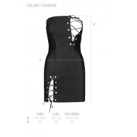 Мини платье из экокожи CELINE CHEMISE black S/M — Passion: шнуровка, трусики в комплекте