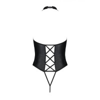 Боди из эко-кожи с имитацией шнуровки и открытым доступом Nancy Body black 4XL/5XL - Passion