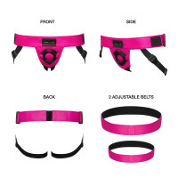 Трусики для страпона Strap-On-Me Leatherette HARNESS CURIOUS - FUCHSIA