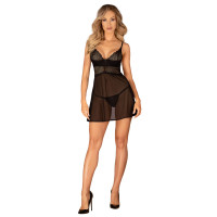 Пеньюар і трусики Obsessive Chemeris babydoll & thong M/L