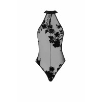 Боді Noir Handmade F314 Ego flocked mesh halter bodysuit - L