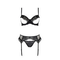 Комплект Passion KERRIA SET WITH OPEN BRA black S/M - ECO Passion