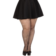 Колготки Leg Avenue Rhinestone micro net tights Plus size Black, дрібна сітка, стрази