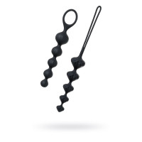 Набор анальных бусин Satisfyer Beads Black, силикон, макс. диаметр 3,3 см и 3,5 см