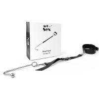 Анальний гак із нашийником з натуральної шкіри Art of Sex - Anal hook, Чорний