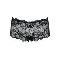 (SALE) Мереживні трусики-шортики Obsessive Idillia shorties black L/XL