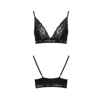 Эластичный топ с кружевом Passion PS001 TOP black, size L