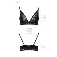 Эластичный топ с кружевом Passion PS001 TOP black, size M