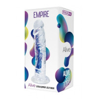 Прозорий фалоімітатор Alive Jelly Dildo Empire, ТПЕ, присоска, діаметр 4.3см, довжина 19.3см