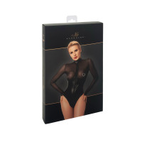 Боді Noir Handmade F321 Edge wetlook and mesh body with rings - L