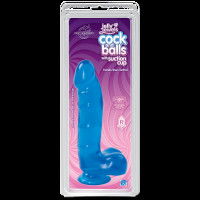 Фалоімітатор Doc Johnson Jelly Jewels Cock & Balls Blue, діаметр 3,6 см, антибактеріальний ПВХ