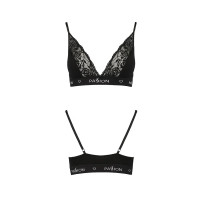 Эластичный топ с кружевом Passion PS001 TOP black, size S