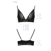 Эластичный топ с кружевом Passion PS001 TOP black, size S