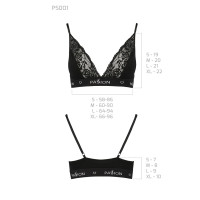 Еластичний топ з мереживом Passion PS001 TOP black, size XL