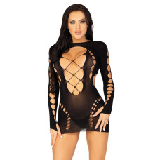 Leg Avenue Long sleeve cut out mini dress Black O/S