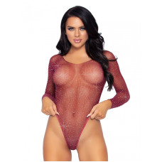 Боди Leg Avenue Crystallized fishnet bodysuit Burgundy One Size